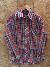 Vintage 90s multi color tablecloth check cotton polyester shirt size large